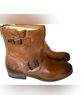 Frye Veronica women's short leather boots size 8 brown/cognac colour